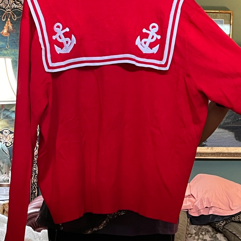 Torrid Red Retrochic Nautical Sailor Top with Anchor Detail